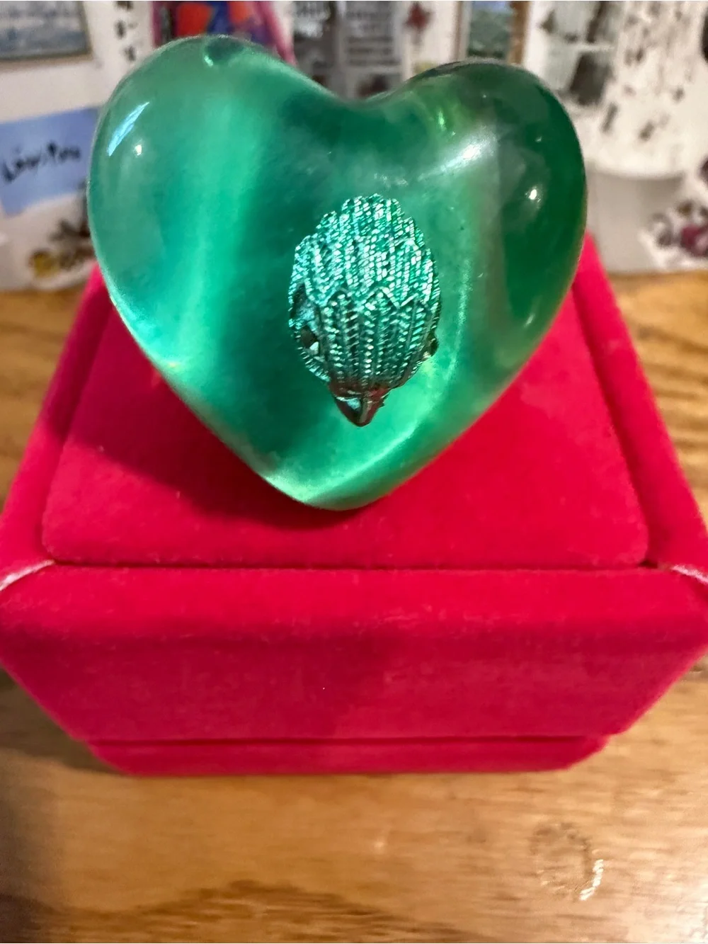 Kurt Geiger Green Heart Ring with Eagle head Accent